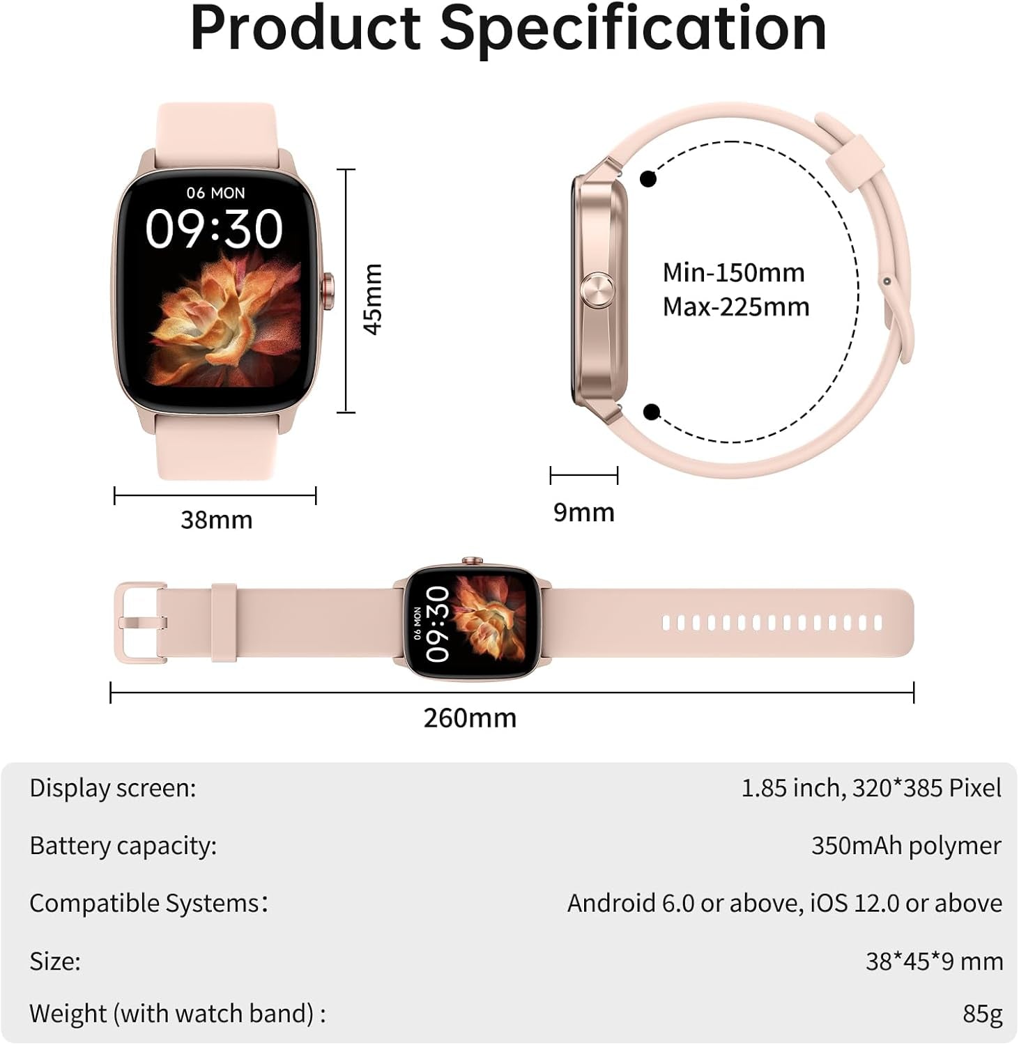 Smart Watch for Men Women with Bluetooth Call & AI Voice, 1.85" HD Fitness Tracker with Heart Rate Spo2 Sleep Monitor, 100+ Sports Modes, Mini Games, IP68 Waterproof Smartwatch for Android Ios Phones