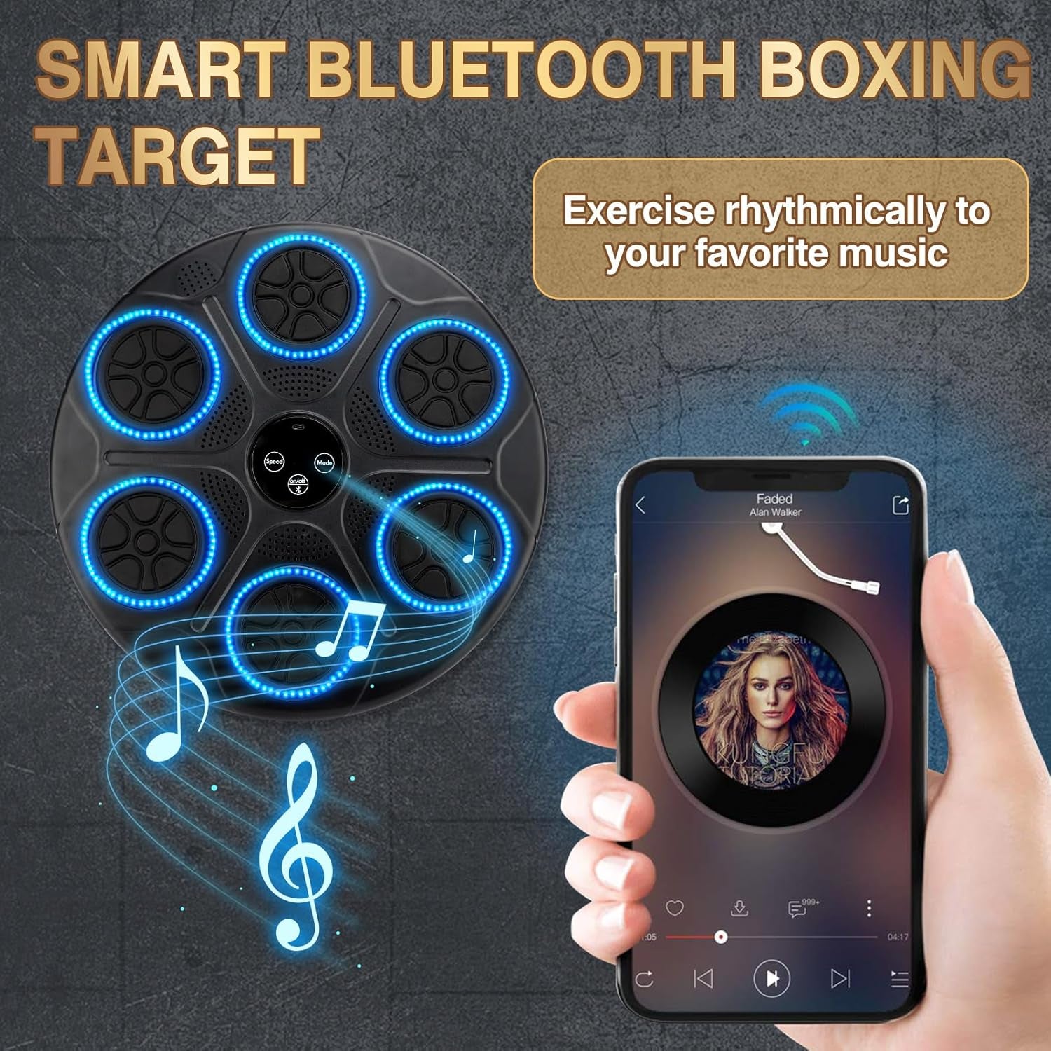 Music Boxing Machine Quiet 9 Modes BT RGB Light Counting Speed Adjustable Boxing Wall Target for Home