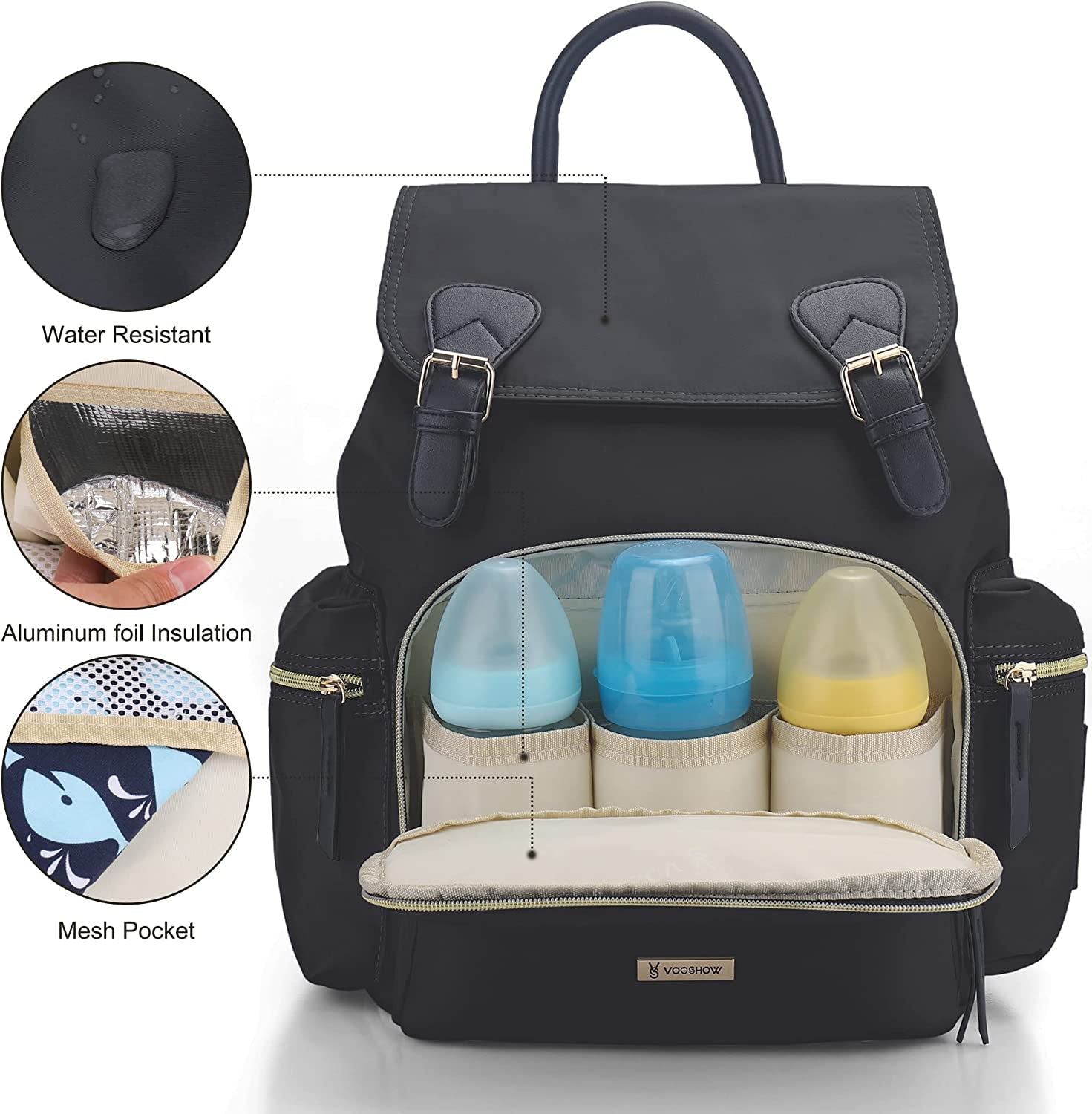 Diaper Bag Backpack: Multifunctional Stylish Travel Baby Bag with Crossbody Strap