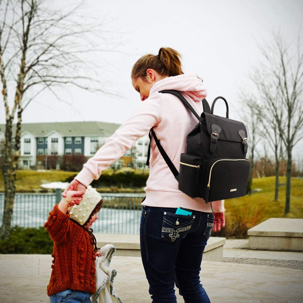 Diaper Bag Backpack: Multifunctional Stylish Travel Baby Bag with Crossbody Strap