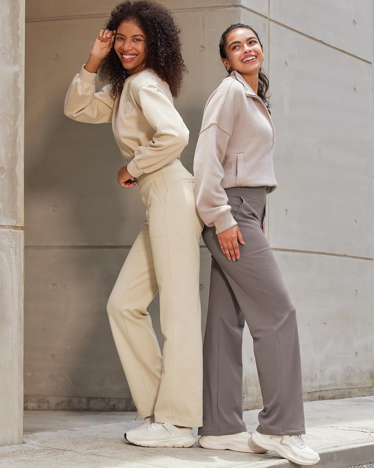 Yoga Pants Women Wide Leg Pants with Pockets High Waist Stretch Dress Casual Sweatpants Petite/Regular/Tall