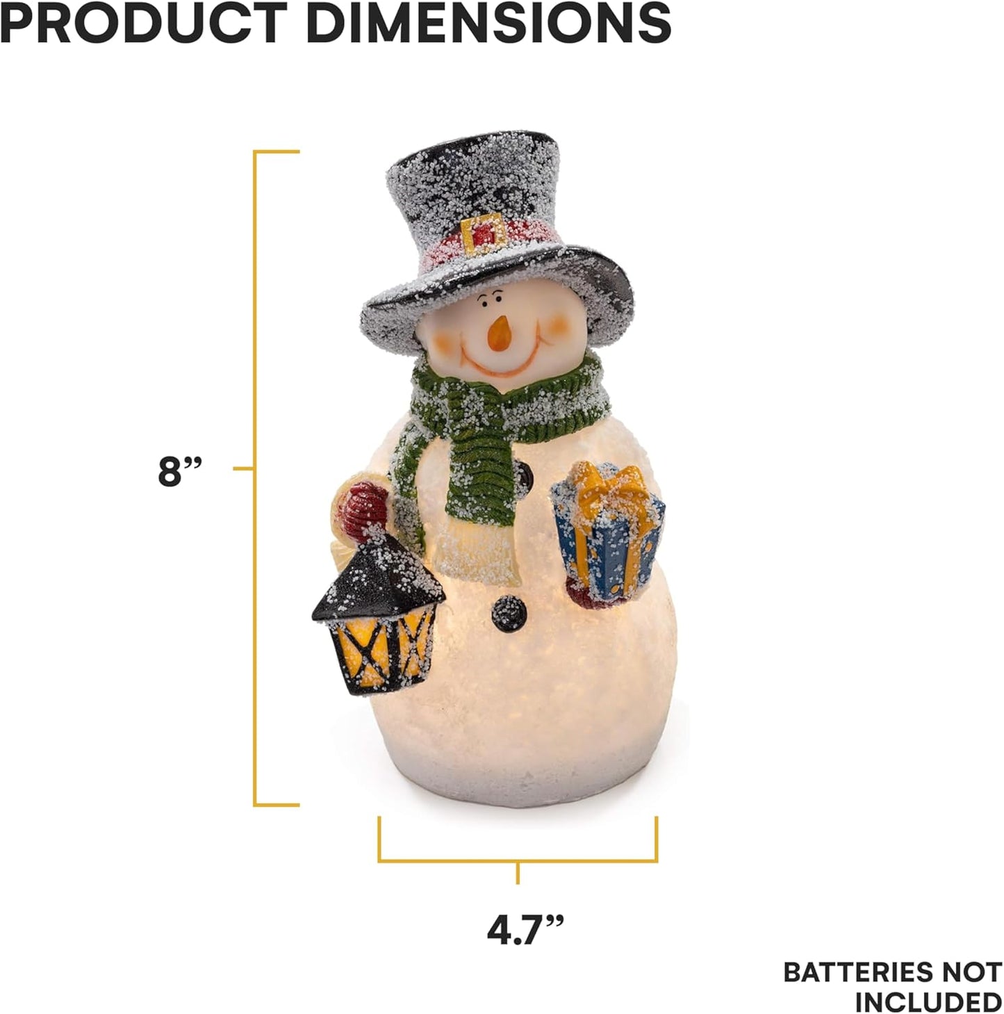 Snowman Decor Figurines Resin Snowman Lighted Decorations Indoor Glowing Snowman LED Light up Snowman Indoor Festive Fiber Optic Decorations