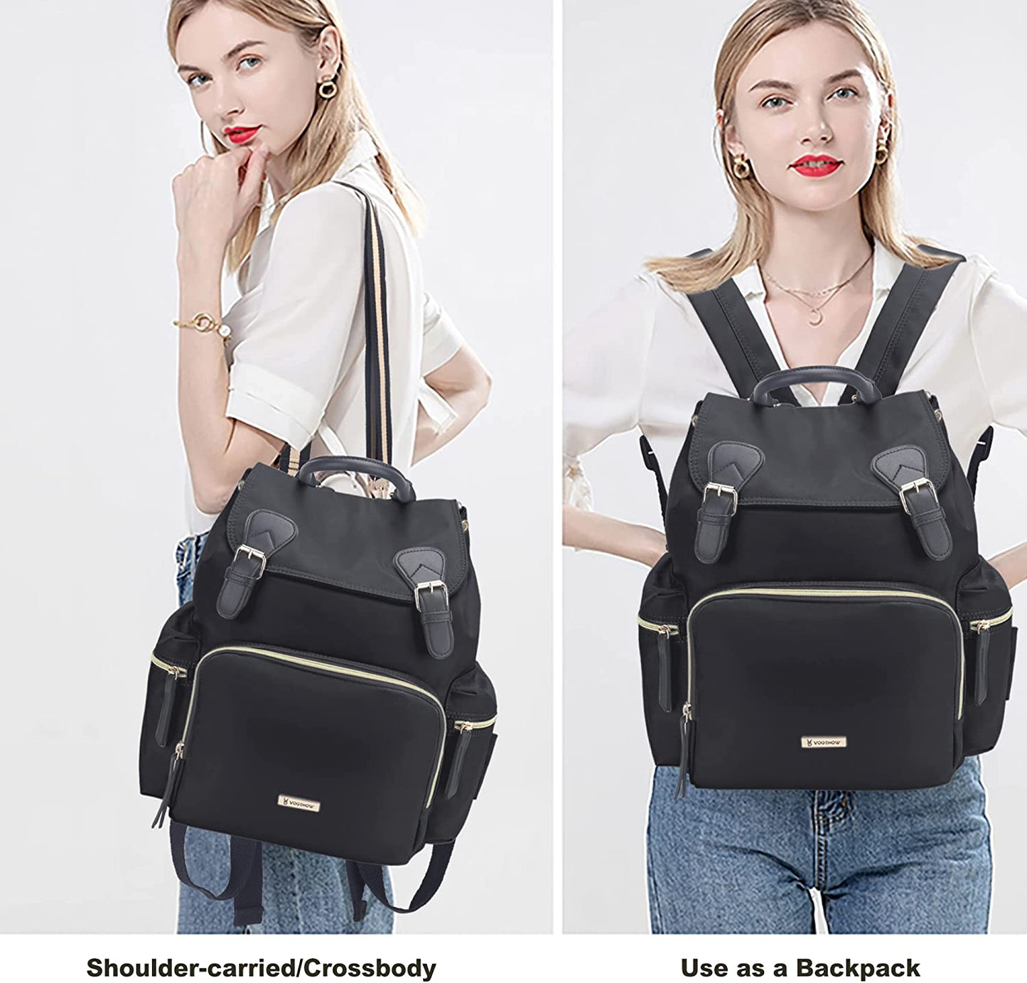 Diaper Bag Backpack: Multifunctional Stylish Travel Baby Bag with Crossbody Strap