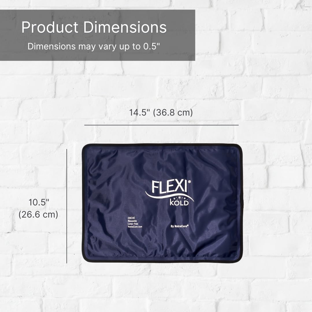 2 Flexikold Gel Ice Packs (Standard Large: 10.5" X 14.5") - Reusable Cold Pack for Injuries, for Back Pain Relief, Migraine Relief Pad, after Surgery, Postpartum, Headache, Shoulder - 6300-COLD 2PK