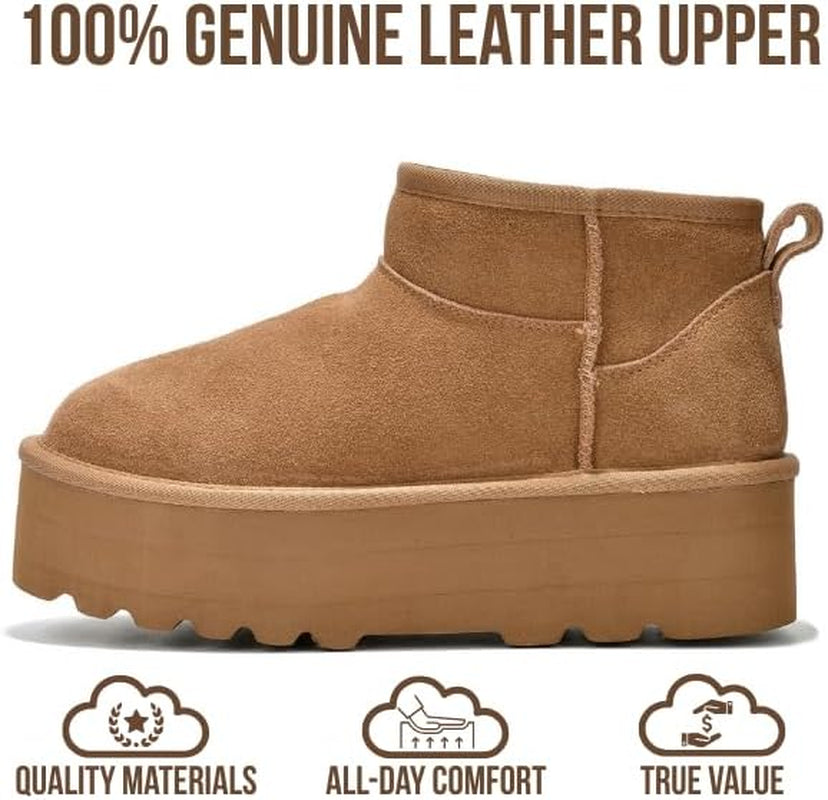 100% Genuine Leather Ankle Boots for Women - Anti-Slip Memory Foam Insole Womens Boots - Lightweight Winter Womens Shoes, Ankle Booties for Women (Huggy)