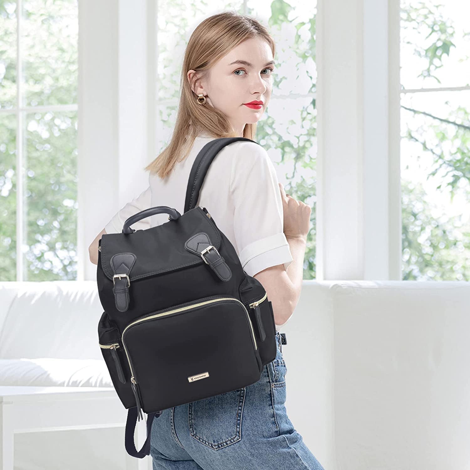 Diaper Bag Backpack: Multifunctional Stylish Travel Baby Bag with Crossbody Strap