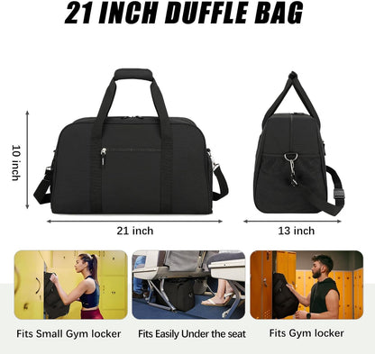 21 Inch Gym Bag with Shoe Compartment, Sports Duffle Bag for Travel, Carry on Duffel Bag, Weekender Overnight Bags for Men and Women Traveling
