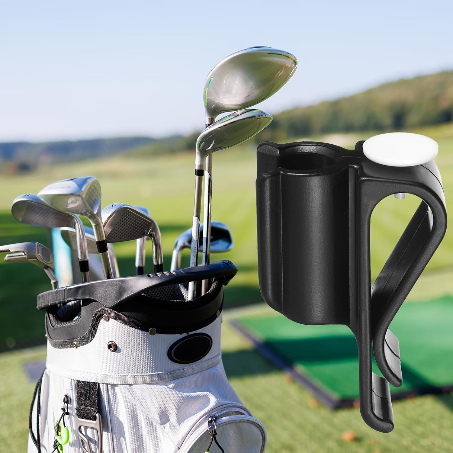 2Pcs Black Golf Putter Clip, Putter Clip Holder for the Golf Bag Club Clips on Clamp Holder Organizer Pen Holders for outside Bags Value Durable Plastic Accessories for Men Women Golfer