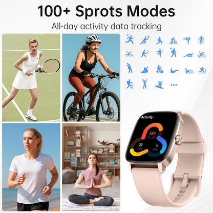 Smart Watch for Men Women with Bluetooth Call & AI Voice, 1.85" HD Fitness Tracker with Heart Rate Spo2 Sleep Monitor, 100+ Sports Modes, Mini Games, IP68 Waterproof Smartwatch for Android Ios Phones