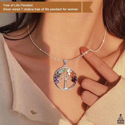 Seven Chakra Tree of Life, Crystal Tree for Positive Energy, 7 Chakra Tree, Feng Shui Tree, Stone Decor Natural Artificial Tree, 7 Chakra Tree of Life Gemstones Pendant & 300 Beads