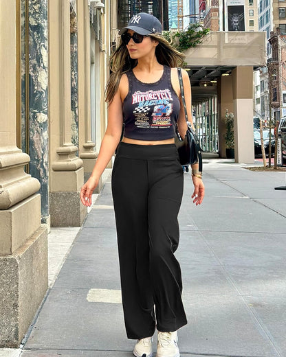 Yoga Pants Women Wide Leg Pants with Pockets High Waist Stretch Dress Casual Sweatpants Petite/Regular/Tall