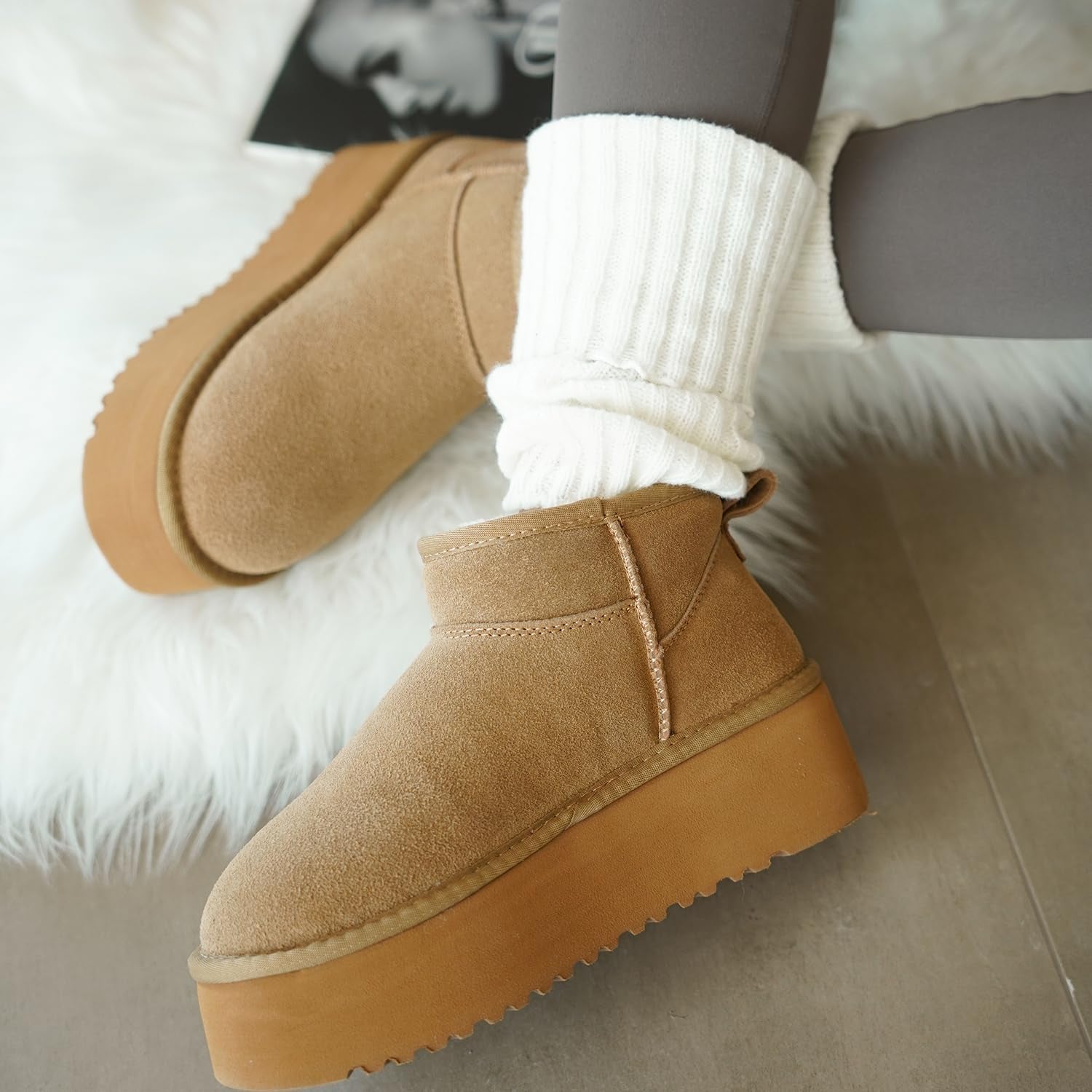 100% Genuine Leather Ankle Boots for Women - Anti-Slip Memory Foam Insole Womens Boots - Lightweight Winter Womens Shoes, Ankle Booties for Women (Huggy)