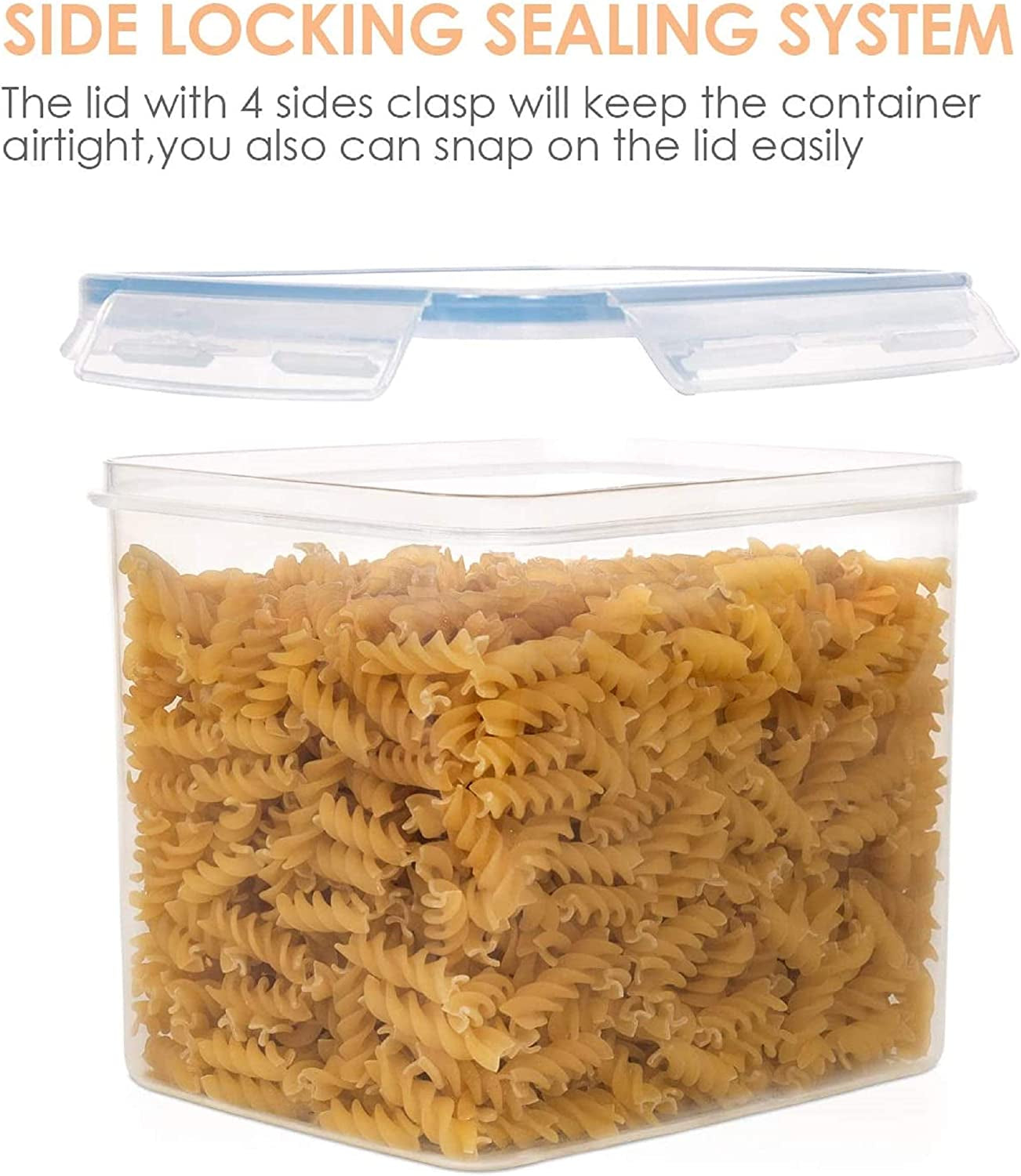 Airtight Food Storage Containers 6 Pieces - Plastic BPA Free Kitchen Pantry Storage Containers for Sugar,Flour and Baking Supplies - Dishwasher Safe - 24 Labels, Blue