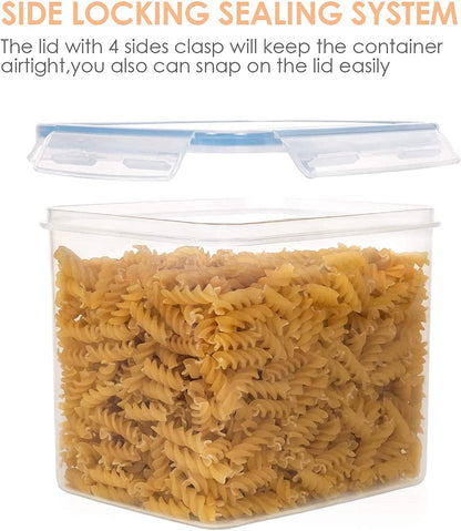 Airtight Food Storage Containers 6 Pieces - Plastic BPA Free Kitchen Pantry Storage Containers for Sugar,Flour and Baking Supplies - Dishwasher Safe - 24 Labels, Blue