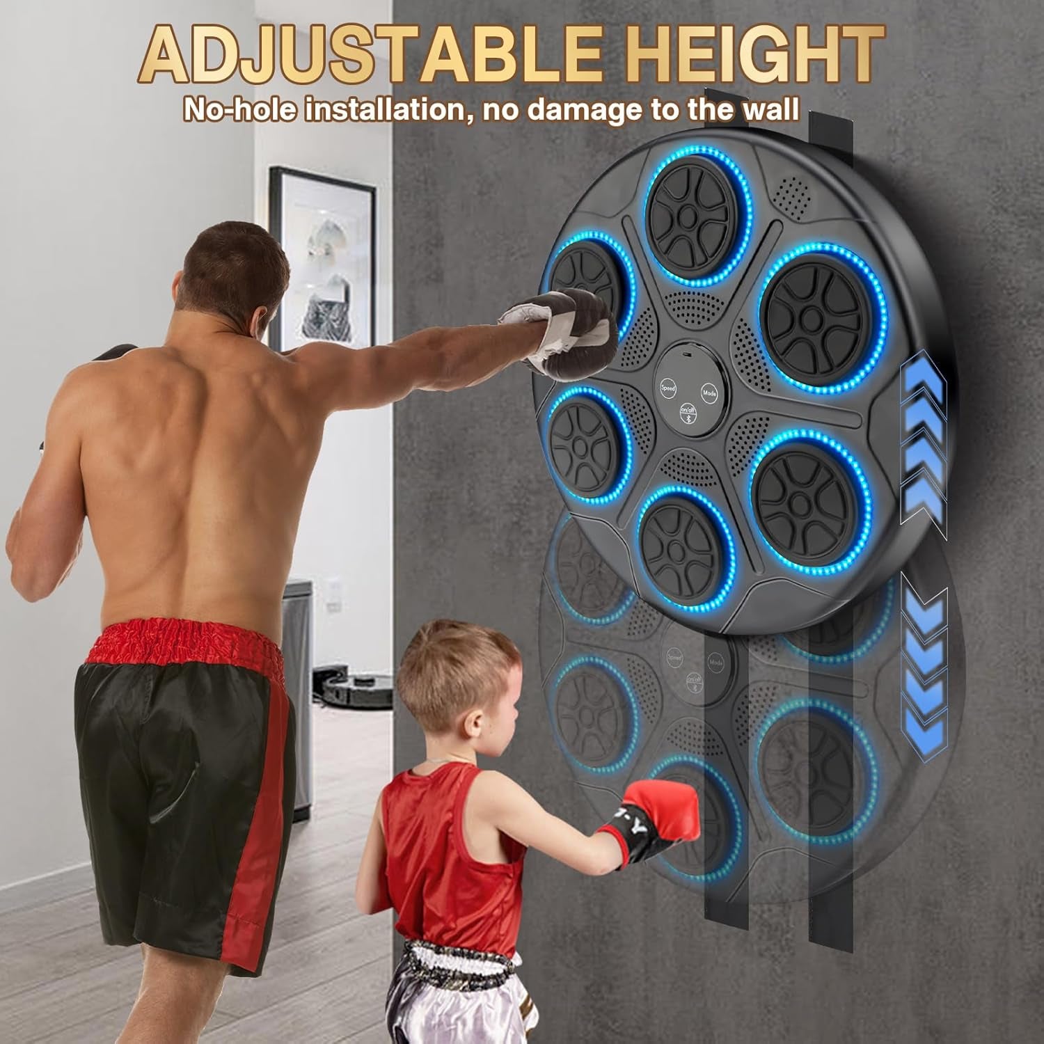 Music Boxing Machine Quiet 9 Modes BT RGB Light Counting Speed Adjustable Boxing Wall Target for Home