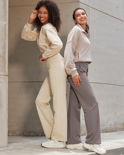 Yoga Pants Women Wide Leg Pants with Pockets High Waist Stretch Dress Casual Sweatpants Petite/Regular/Tall