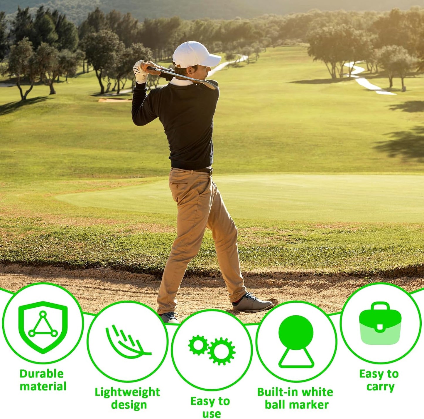 2Pcs Black Golf Putter Clip, Putter Clip Holder for the Golf Bag Club Clips on Clamp Holder Organizer Pen Holders for outside Bags Value Durable Plastic Accessories for Men Women Golfer