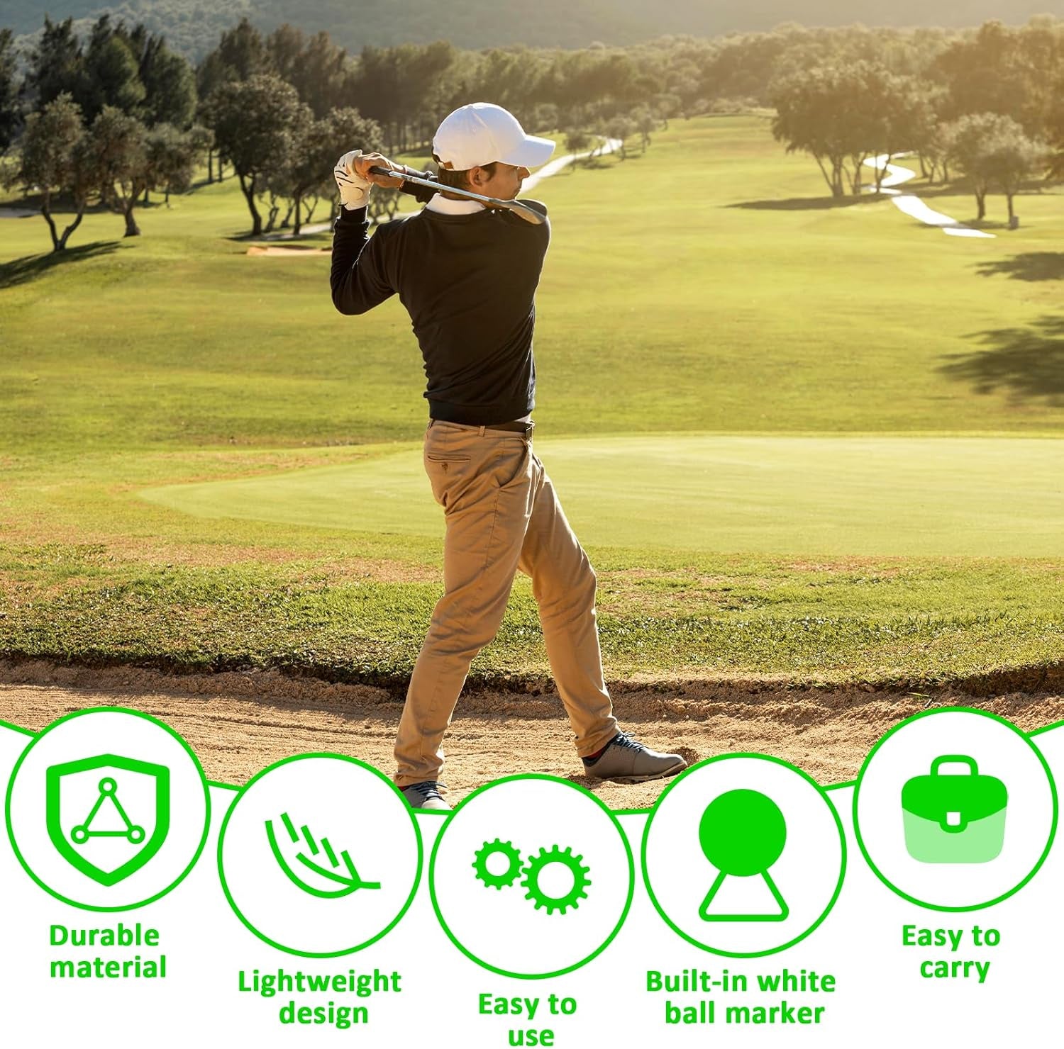 2Pcs Black Golf Putter Clip, Putter Clip Holder for the Golf Bag Club Clips on Clamp Holder Organizer Pen Holders for outside Bags Value Durable Plastic Accessories for Men Women Golfer