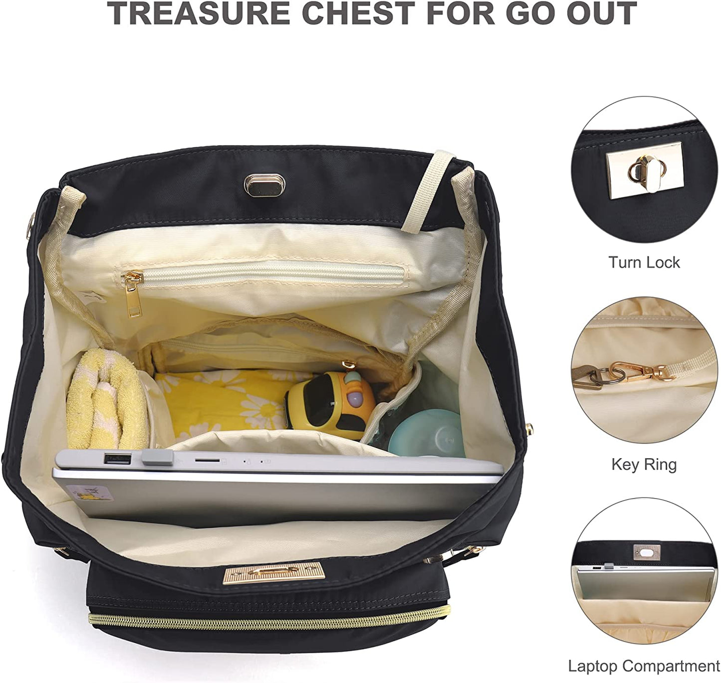 Diaper Bag Backpack: Multifunctional Stylish Travel Baby Bag with Crossbody Strap