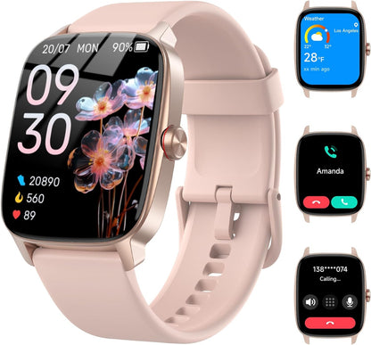 Smart Watch for Men Women with Bluetooth Call & AI Voice, 1.85" HD Fitness Tracker with Heart Rate Spo2 Sleep Monitor, 100+ Sports Modes, Mini Games, IP68 Waterproof Smartwatch for Android Ios Phones