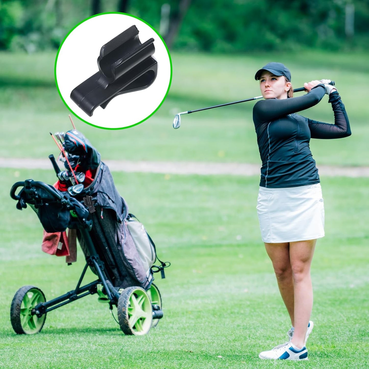 2Pcs Black Golf Putter Clip, Putter Clip Holder for the Golf Bag Club Clips on Clamp Holder Organizer Pen Holders for outside Bags Value Durable Plastic Accessories for Men Women Golfer