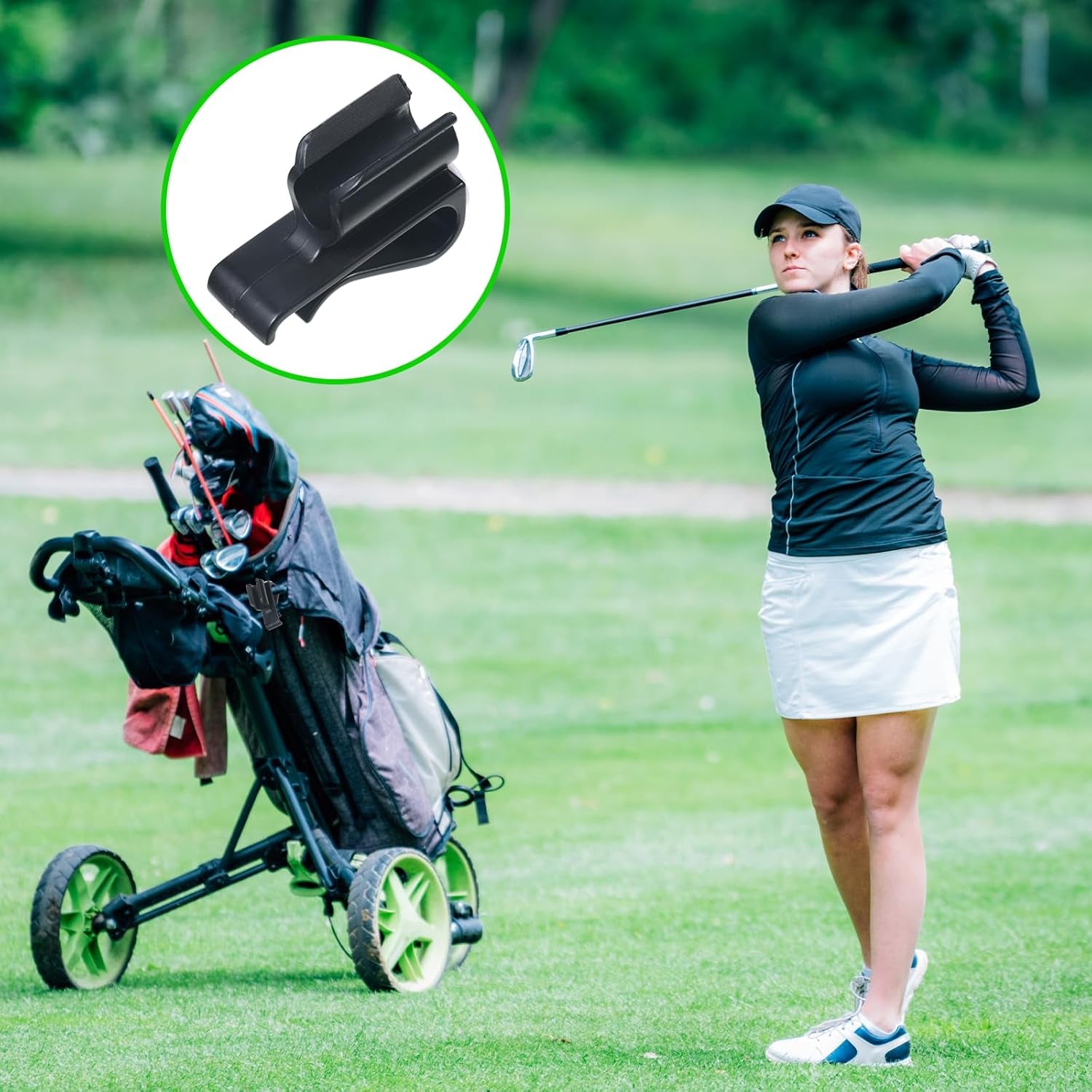 2Pcs Black Golf Putter Clip, Putter Clip Holder for the Golf Bag Club Clips on Clamp Holder Organizer Pen Holders for outside Bags Value Durable Plastic Accessories for Men Women Golfer